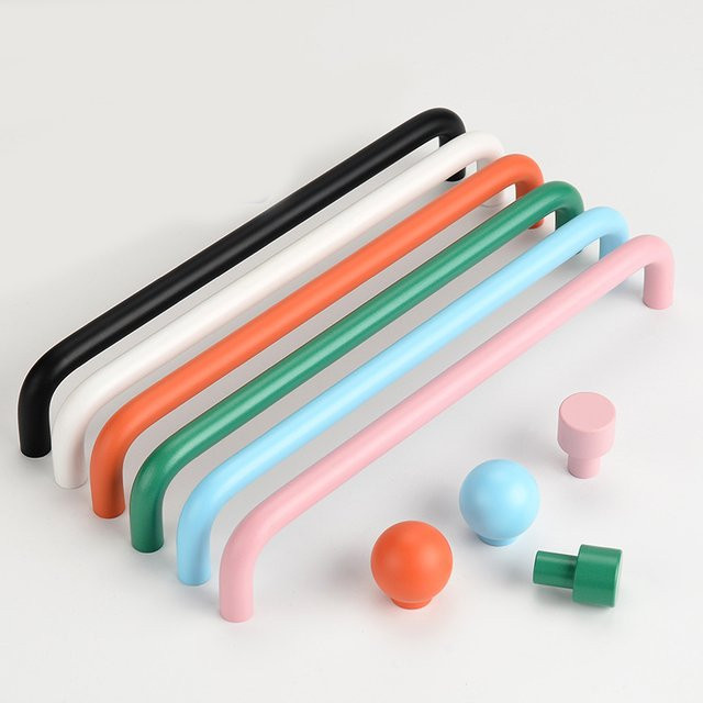 AOBT Dopamin Schrankgriffe für Kinder in Matt, Set aus bunten Knöpfen in Rosa, Blau, Grün und Weiß - Bild 1