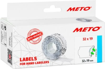 METO Preisetiketten für 2-zeilige Preisauszeichner, weiß, Wellenrand, wiederablösbar, FSC-Papier, B: 32 mm, H: 19 mm, 5 Rollen mit insgesamt 5000 Stück - Bild 1