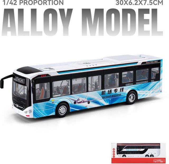 Linyi toy car Neue Energiebus, Modellauto, Metall, 1:42, mit Licht und Sound - Bild 1
