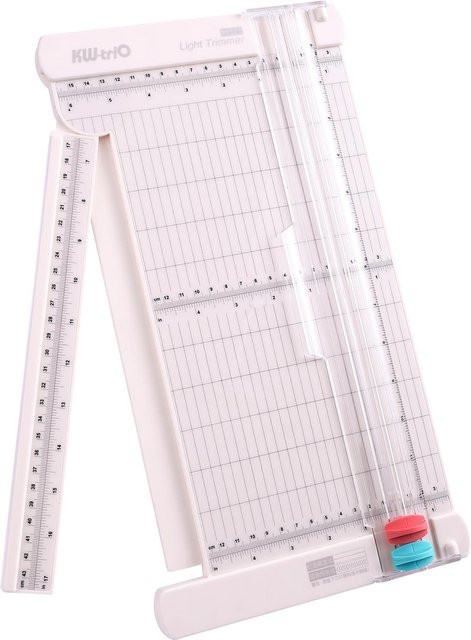 KWtrio Tragbarer Desktop-Papierschneider mit Rotationsmesser und Falzfunktion, Weiß, Schnittlänge: 32,0 cm - Bild 1