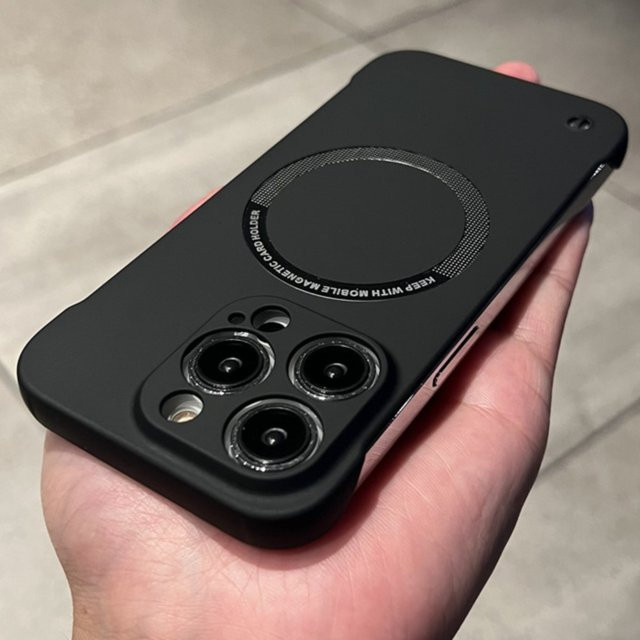 Kedootd MagSafe Magnet-Hülle für iPhone 11 bis 15 Pro Max, rahmenlose Kunststoff-Abdeckung in Schwarz oder Blau - Bild 1