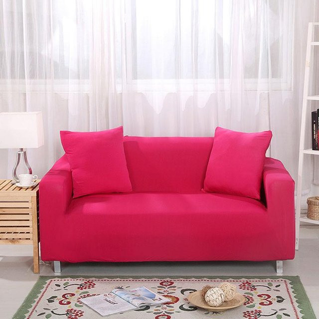 BC-Warm Home Stretch-Sofabezug in Pink, einfarbiger Vollbezug für Einzel- oder Dreisitzer, Breite: 90-140 cm - Bild 1