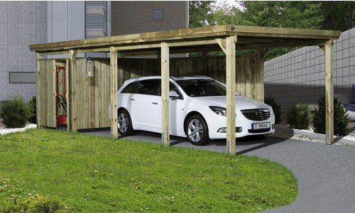 WEKA Einzelcarport 617 Gr. 3 Flachdach aus brauner Kiefer mit Trapezblech B/T: 802 x 322 cm - Bild 3