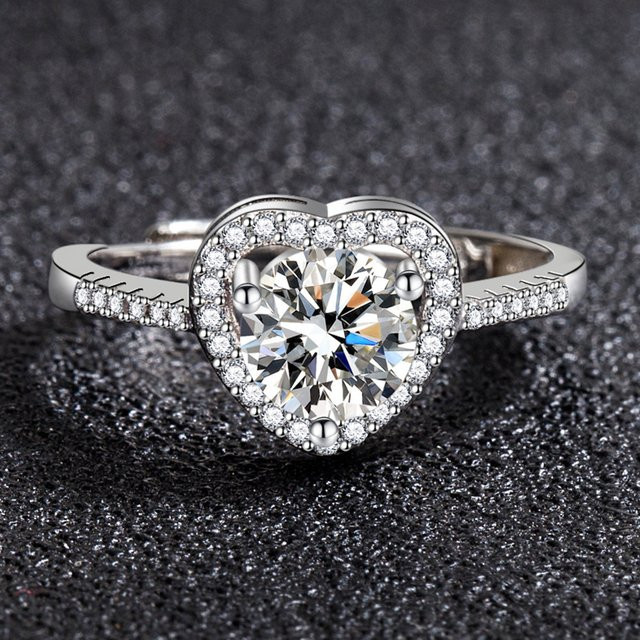 SAY Moissanit-Herzring, 925 Silber, Damen - Bild 1