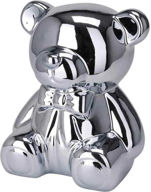 Keramik-Sparschwein Bär von Super Merchant in Silber - Bild 1