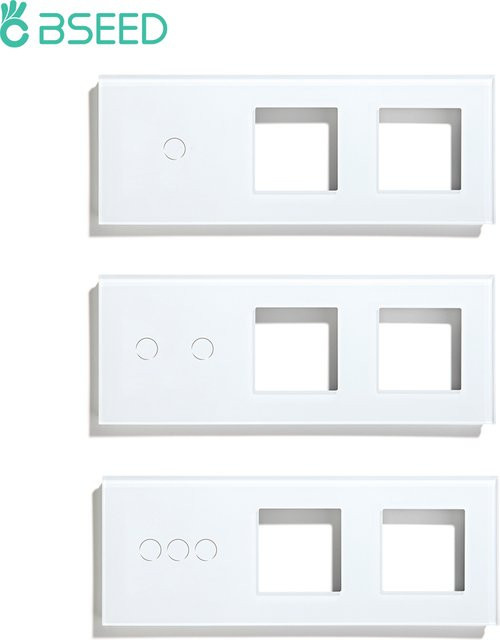BSEED Schalttafel mit doppeltem Wandsteckdosenrahmen in Weiß mit Metallbasis - Bild 1