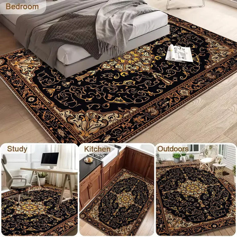 RAKKS Orient Teppich in Schwarz-Gold für Wohnzimmer und Schlafzimmer - Bild 2