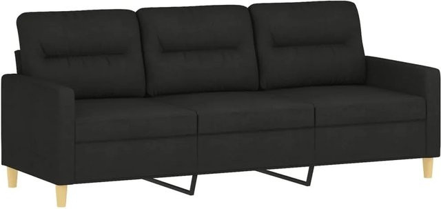 vidaXL 3-Sitzer-Sofa Schwarz mit Stoffbezug und Metallrahmen, Breite: 198 cm, Tiefe: 80 cm, Höhe: 77 cm - Bild 1