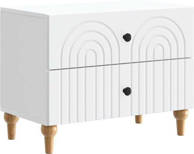 vidaXL Nachttisch mit Schubladen in Weiß aus Holzwerkstoff, B/T/H: 62 x 34,5 x 48 cm - Bild 1