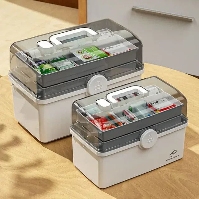Medizinbox mit großer Kapazität zur mehrschichtigen Aufbewahrung von Medikamenten und Erste-Hilfe-Sets - Bild 1