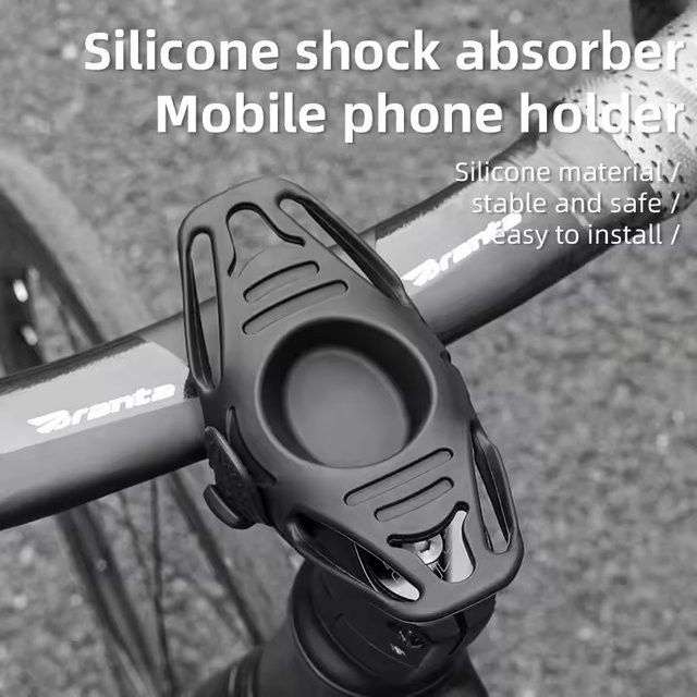 Universelle Silikon Fahrrad Telefonhalterung für Lenker und Motorrad in Schwarz und Orange - Bild 1