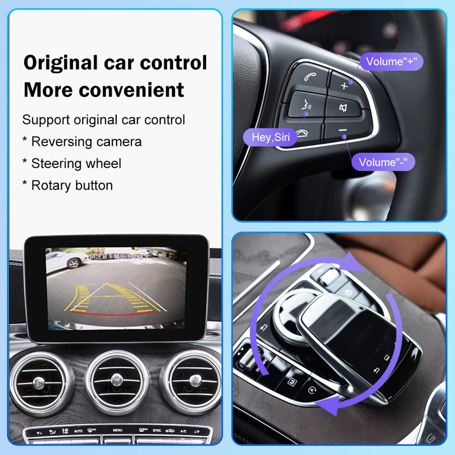 Kabelloses CarPlay und Android Auto Interface für Mercedes Benz A-Klasse, CLA, GLA und C-Klasse sowie GLC (Modelljahre 2015-2018) in Schwarz mit Mirror Link und AirPlay - Bild 4