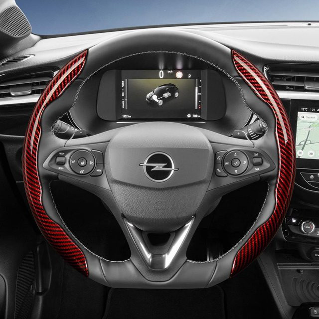 Opel Lenkradabdeckung mit Carbonfaser-Textur und Schnellverschluss-Design in Rot - Bild 1