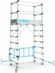 Zarges Teletower 1T Teleskopierbares Fahrgerüst aus Aluminium in Silber, Höhe: 140 cm, Breite: 60 cm, Tiefe: 4 cm - Bild 1