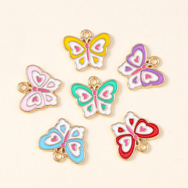 Ltumbe Schmetterlings-Charms-Anhänger, bunt, 10 Stück - Bild 1