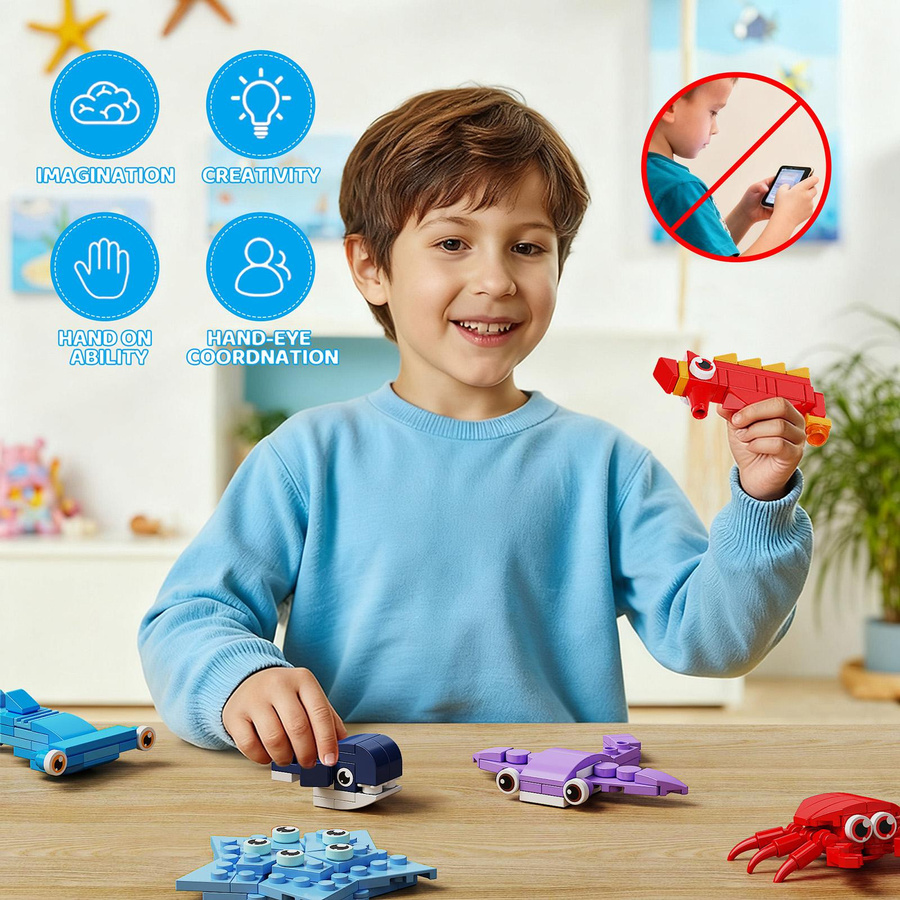 Yiran toy Meeres-Kompakt-Tiere Bausteinspielzeug 846 Teile - Bild 4