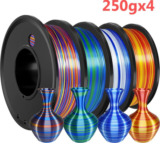 3D Maliang PLA-Seide Filament zweifarbig Blau-Silber 1,75 mm für FDM 3D-Drucker - Bild 1