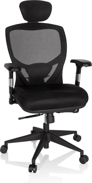 hjh OFFICE High End Bürostuhl VENUS BASE in Schwarz mit Armlehnen aus Stoff und Netzstoff - Bild 1
