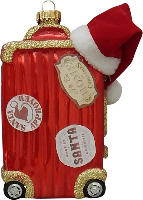 Krebs Glas Lauscha GmbH Christbaumschmuck Glas Santa Reisekoffer, rot, Höhe: 11 cm - Bild 1