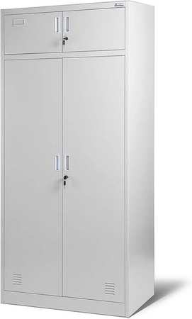 Jan Nowak Mehrzweckschrank BORYS Spind aus Stahl in Grau mit Türen und Schubladen, Höhe: 185 cm, Breite: 90 cm, Tiefe: 50 cm
