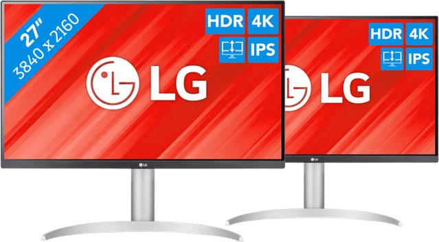 LG 27UP83AK-W Doppelpack 4K UHD Monitor in Weiß und Silber mit USB-C, HDMI und DisplayPort, 27 Zoll - Bild 1
