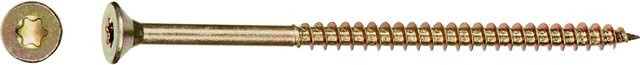 LUX-TOOLS Senkkopf Spanplattenschraube mit TX-Antrieb aus verzinktem Stahl, Farbe Gold, Durchmesser: 5 mm, Länge: 90 mm, 50 Stück - Bild 1