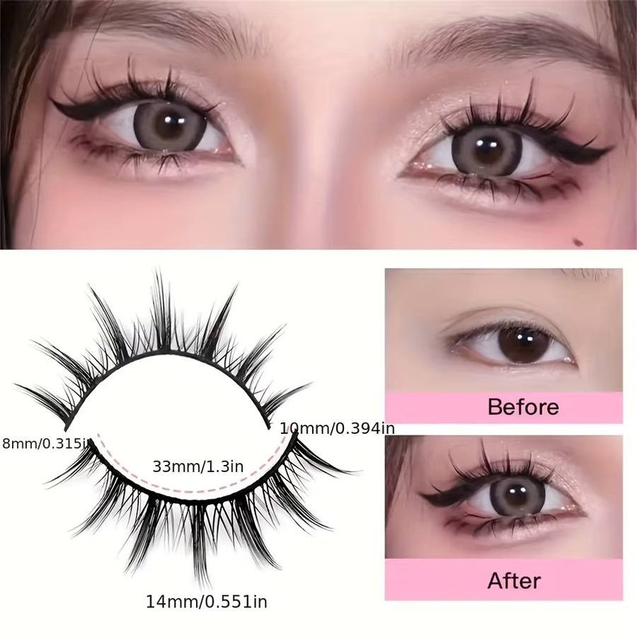 LIMEIKAI Manga Doll Eye Lashes, 10 Paar, D-Curl, 13–15 mm, natürlich - Bild 3