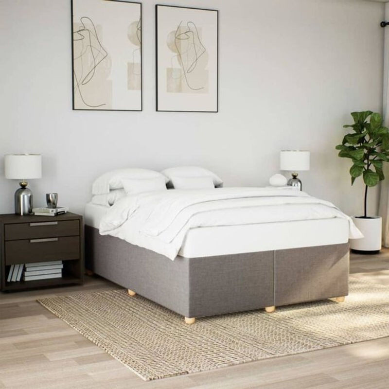 Polsterbett Vidaxl in Taupe Meliert, Modernes Bettgestell aus Stoff ohne Matratze, B/T: 160 x 200 cm - Bild 1