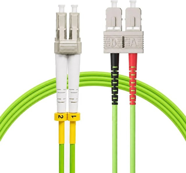 hb-digital Lichtwellenleiter Patchkabel LC-SC OM5 Duplex Multimode LSZH in Green/Multicolour, Länge: 15 m - Bild 1