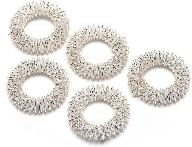 Finger Massage Ring Akupunktur Akupressur, 5 Stück, Silber, Unisex - Bild 1
