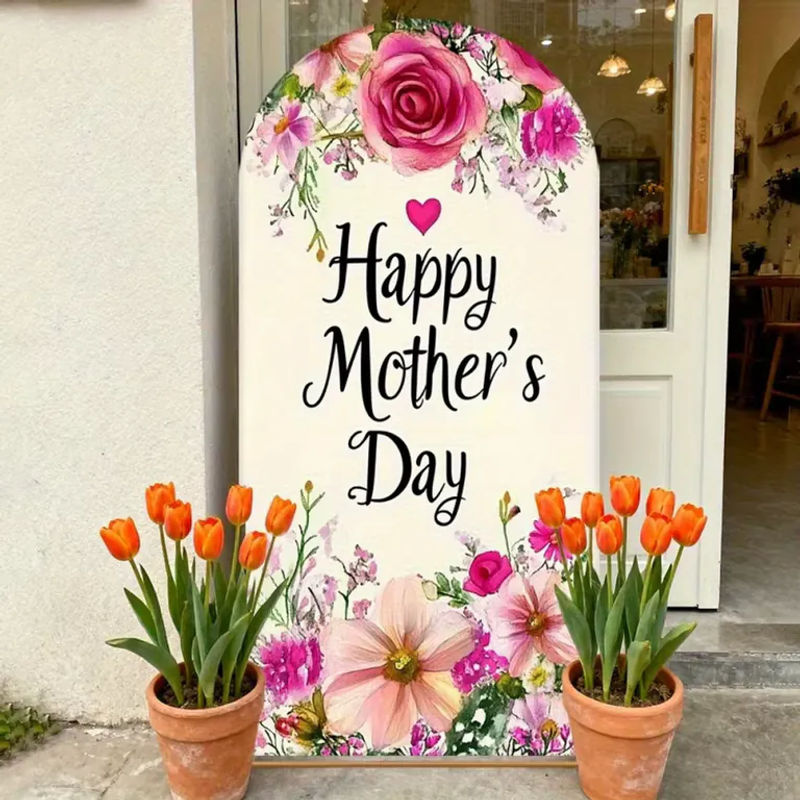 VIKAMA Aquarell-Rosen-Hintergrund mit floralem Design in Weiß für Muttertag und Familienfeiern, B: 120 cm, H: 50 cm, T: 50 cm - Bild 3