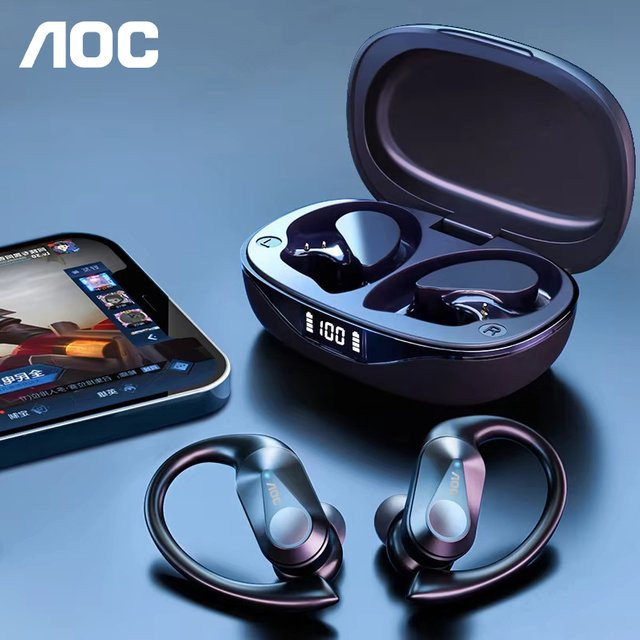 AOC ACT3521 OWS Bluetooth Ohrbügel-Kopfhörer in Schwarz mit Leistungsanzeige für Sport und Gaming - Bild 1