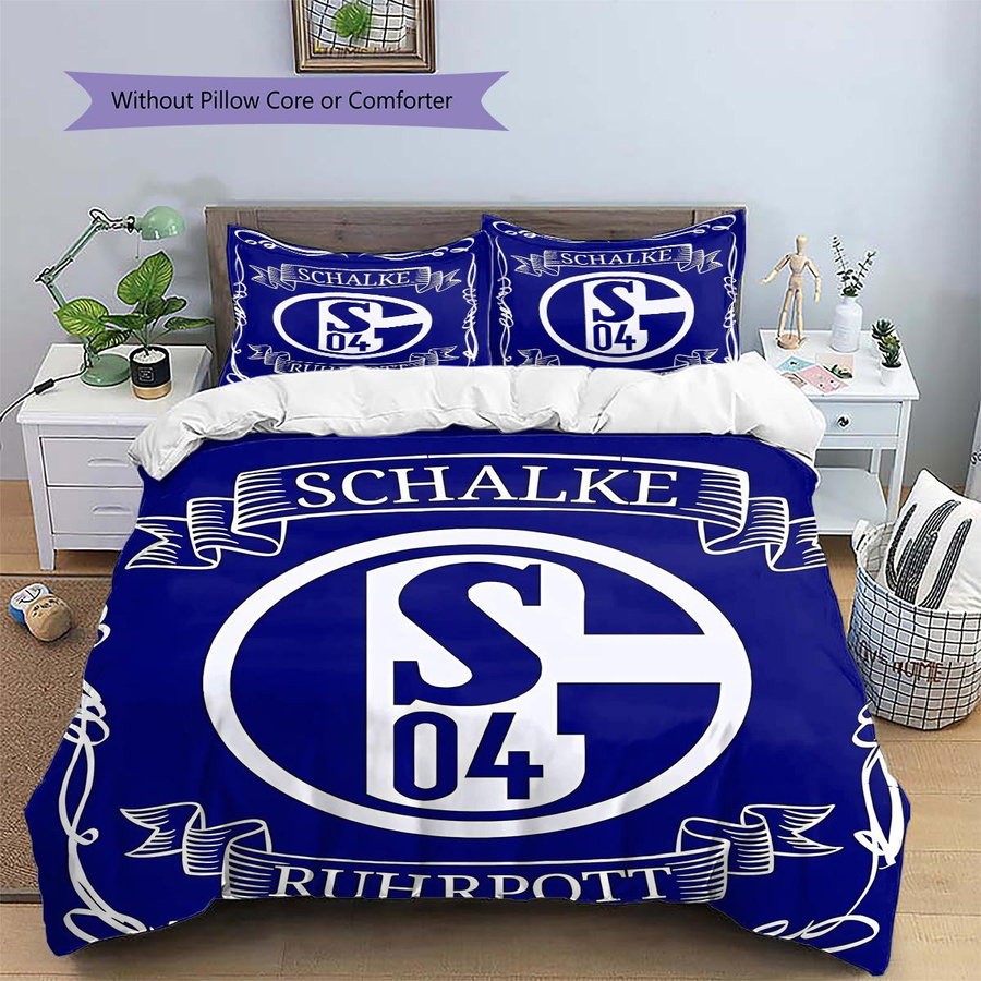 FC Schalke 04 Muster Bettwäsche Set in Blau, bestehend aus 1 Bettbezug und 2 Kissenbezügen, B/T/H: 135 x 200 cm - Bild 1