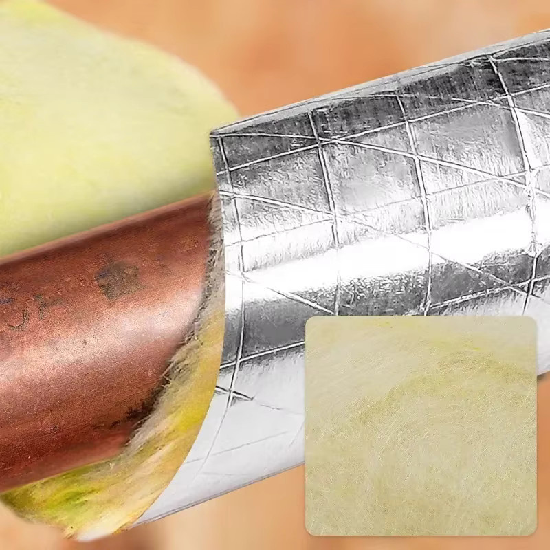 Aluminiumfolie Rohrisolierung aus Mineralwolle als Akustik-Isolierung für Keramik-Wasserleitungen im Außenbereich, Farbe: Silber - Bild 2