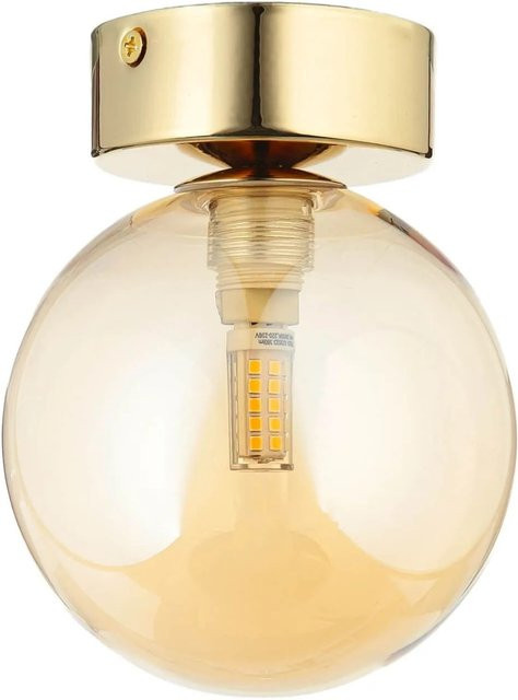 Licht-Erlebnisse Deckenlampe Kugel aus Rauchglas und Metall in Gold/Messing, Durchmesser: 12 cm, G9 Fassung - Bild 1