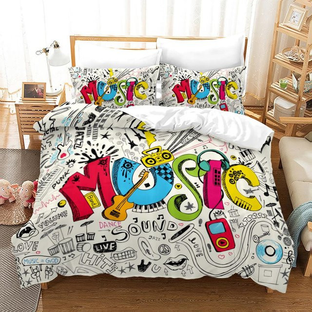 Bettwäsche-Set Lodestar im Hip-Hop-Stil aus Mikrofaser, Mehrfarbig (Rot, Blau, Weiß), B/H: 140 x 210 cm - Bild 1