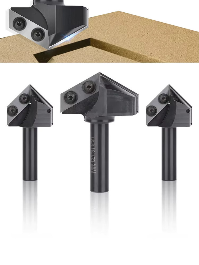 XCAN Holzfräser mit 1/2 Zoll Schaft, 90/120 Grad V-Typ Bodenreinigungsfräser für die Holzbearbeitung, Silber - Bild 6