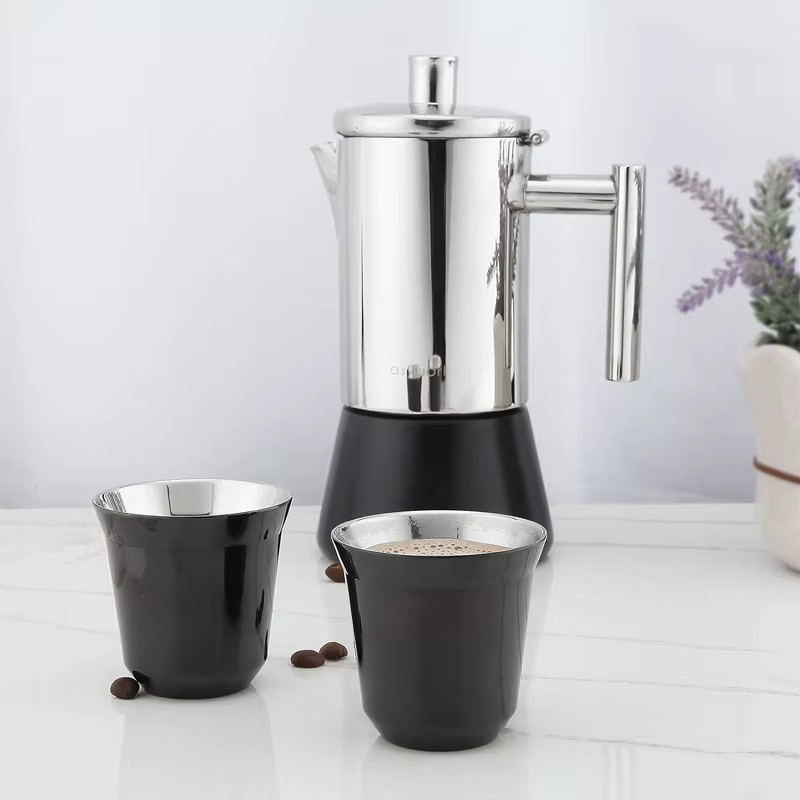 JYN Espresso Tasse aus doppelwandigem 304 Edelstahl, 80 ml, Silber oder Schwarz - Bild 3