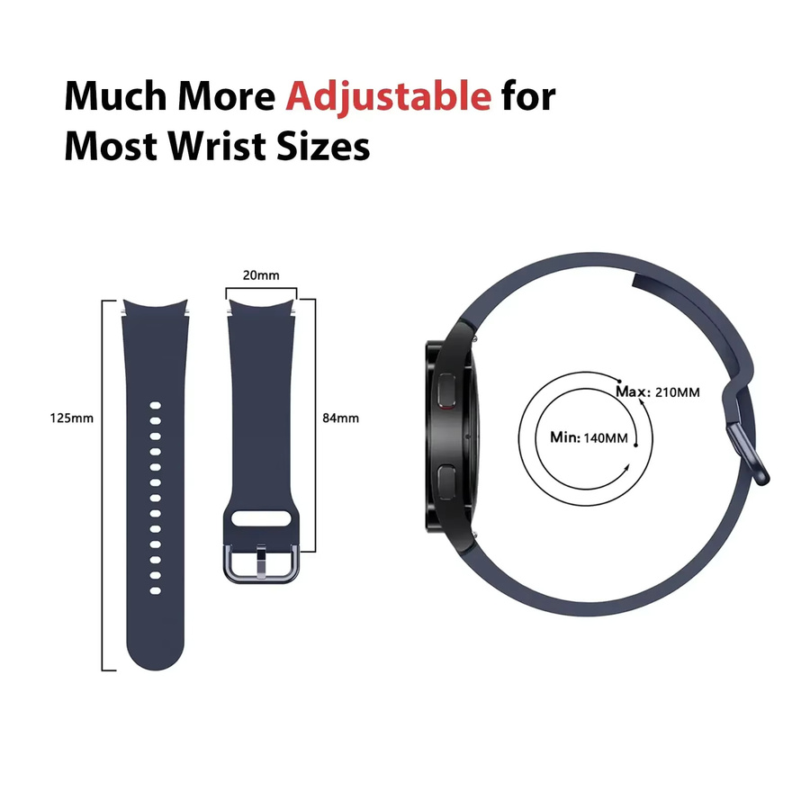 Uhrenarmband Silikon, Schwarz, 20 mm, für Samsung Galaxy Watch - Bild 4