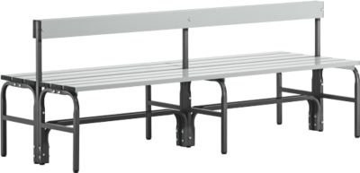 Sypro Umkleidebank doppelt mit Rückenteil aus Metall in Anthrazit, Breite: 200 cm - Bild 1