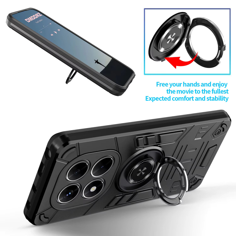 Stoßfeste Schutzhülle mit Ring-Ständer für Xiaomi Redmi Note 14 Pro, 14C, 14, 15 A5 und 15C in Schwarz und Blau - Bild 2