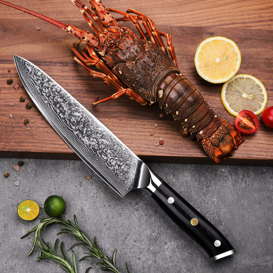 Sunnecko Damaskus Santoku-Messer aus VG10-Stahl in Silber - Bild 4
