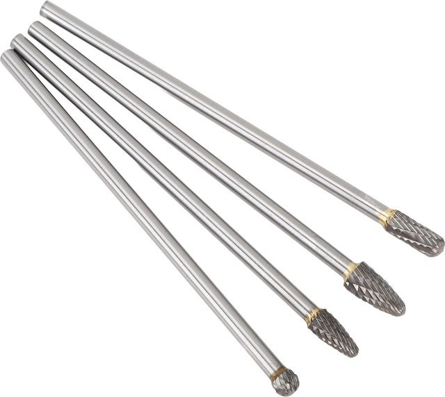 Aramox 4-teiliges Wolframstahl-Hartmetall-Frässtift-Set in Silber für Drehwerkzeuge - Bild 1