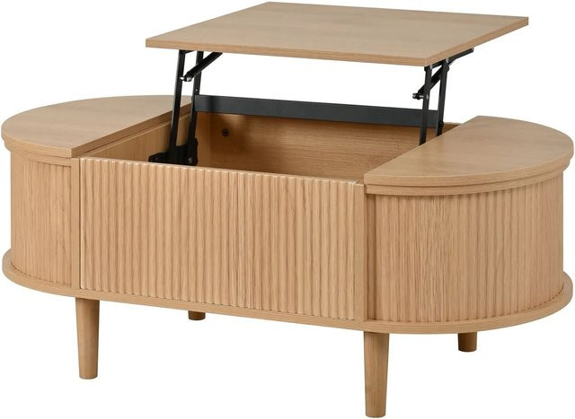okwish Couchtisch mit Stauraum und verstellbarem Lift-Mechanismus in Natur, B/T/H: 100 x 48 x 53,5 cm - Bild 1