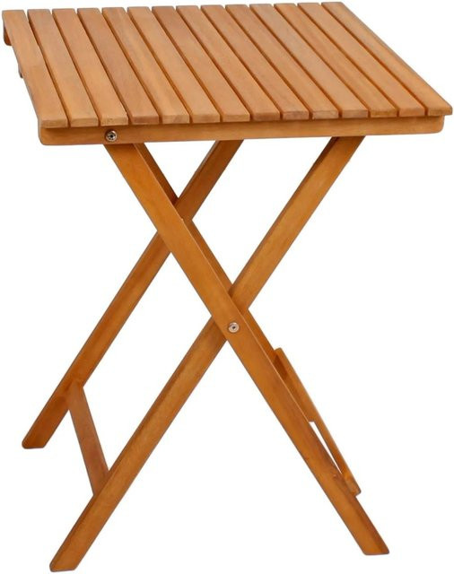 DELUKE Balkontisch AARHUS aus Akazie Natur, quadratischer Gartentisch für Balkon, Terrasse und Veranda, B/T/H: 55 x 55 x 72 cm - Bild 1