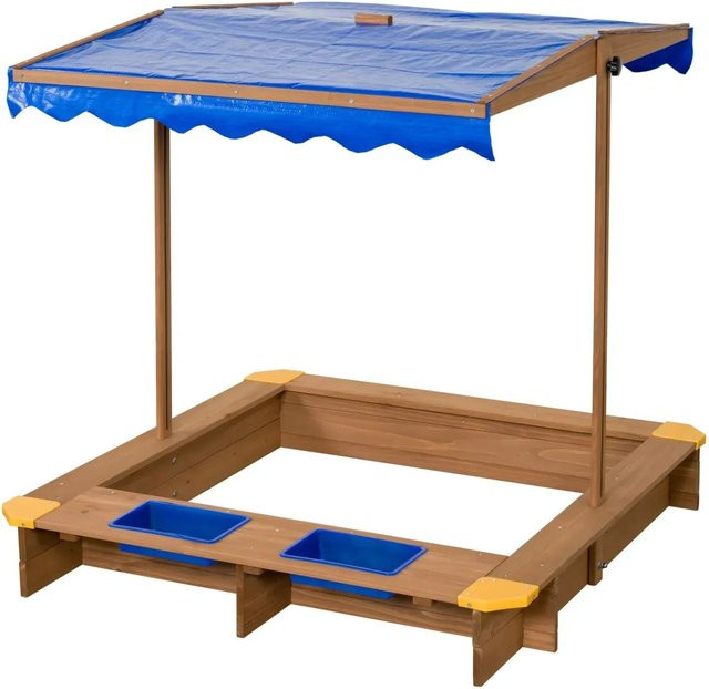 Swing King Sandkasten Ibiza in Natur-Blau, B/T/H: 120 x 120 x 18 cm, FSC-zertifiziert - Bild 1