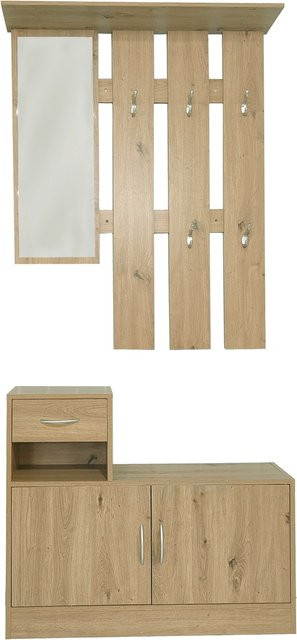 HTI-Living Garderobenpaneel Thekla mit Schuhschrank und Spiegel in Artisaneiche Braun - Bild 1