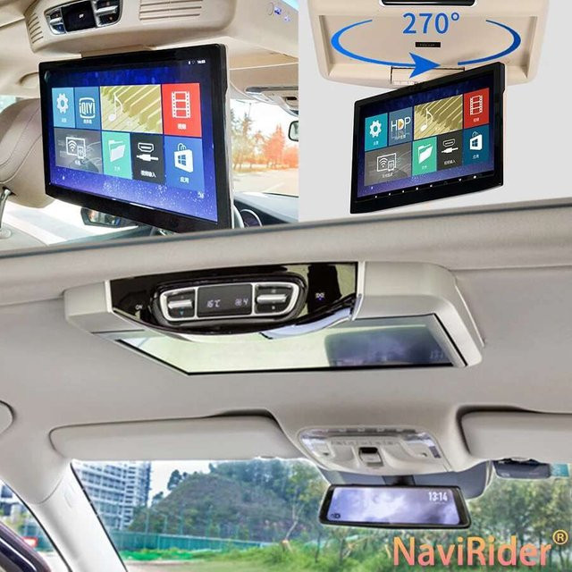NAVIRIDER Multimedia Deckenmonitor für Mercedes Benz V-Klasse V260 V260L mit Android 12, 13,3 Zoll, Farbe: Beige, Auflösung 1920x1080, Video Player mit Spiegel Link und Fernbedienung - Bild 1