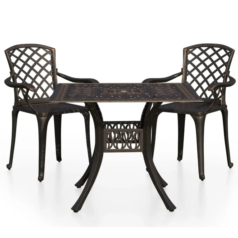 vidaXL 3-teiliges Bistro-Set aus Aluminiumguss in Bronze für den Außenbereich - Bild 2