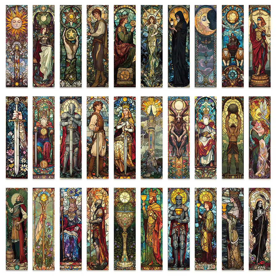 30 Stück Buntglas-Tarot-Lesezeichen aus Papier in Multicolour für DIY-Projekte und Studenten - Bild 2